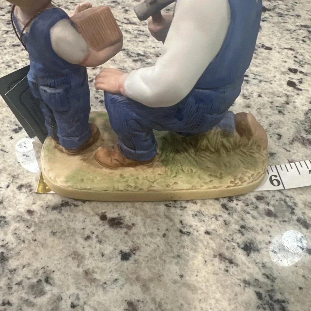 Denim Days Homco 1985 #1515 Debbie and Her Dad Birdhouse Figurine W/tag